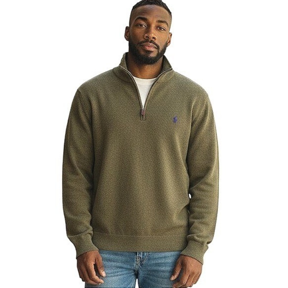 Polo Ralph Lauren Mens Sz‎ XXL Sweater Quarter Zip Olive Green Pullover